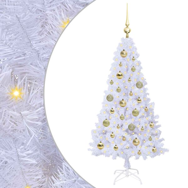 vidaXL Sapin de Noël artificiel avec 150 LED Blanc 120 cm PVC et Acier
