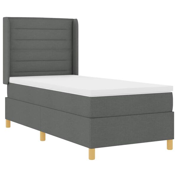 vidaXL Lit &agrave; ressorts avec matelas Gris 90 x 190 cm tissu