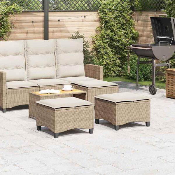vidaXL Tabourets jardin coussins 2pcs beige 55x55x36 cm résine tressée