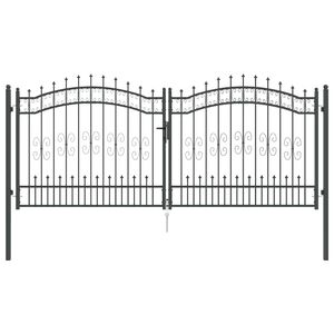 vidaXL Portail de cl&ocirc;ture avec pointe KAMPEN 305 x 125 cm Acier Gris
