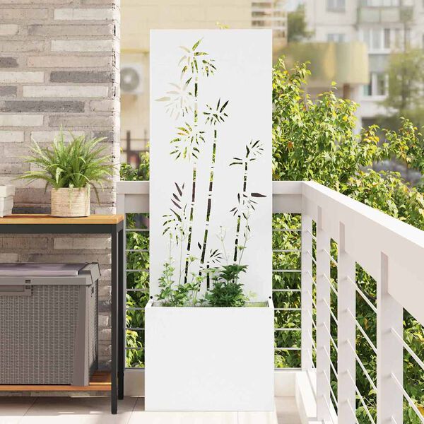 vidaXL &Eacute;cran de confidentialit&eacute; de jardin Floral Blanc 50 x 140 cm