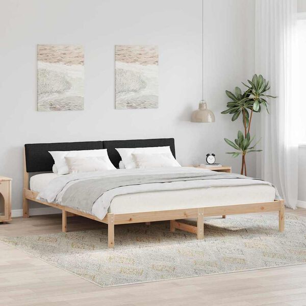 vidaXL Cadre de lit Marron et noir 180 x 200 cm Bois massif en pin