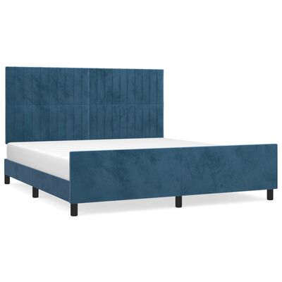 vidaXL Cadre de lit sans matelas bleu foncé 160x200 cm velours