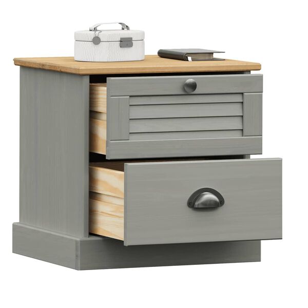 vidaXL Table de chevet VIGO gris 42x35x42 cm bois de pin massif