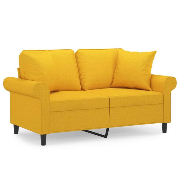 vidaXL Canap&eacute; 2 places avec oreillers et coussins Jaune clair 120 cm