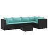vidaXL Salon de jardin 6 pcs avec coussins Noir R&eacute;sine tress&eacute;e