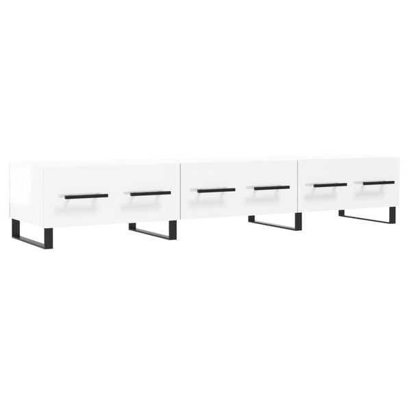 vidaXL Meuble TV blanc brillant 150x36x30 cm bois d'ingénierie