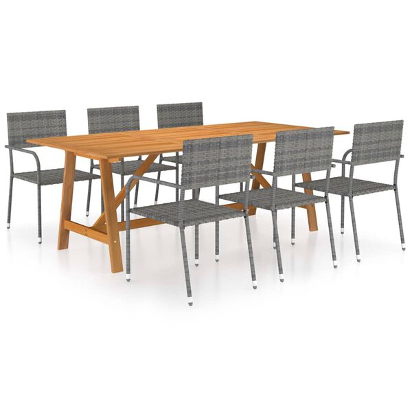 vidaXL Ensemble &agrave; manger de jardin 7 pcs Gris