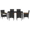 vidaXL Ensemble de salle &agrave; manger pour jardin 7 pcs Noir polyrotin