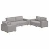 vidaXL Canap&eacute; 3 pc Gris nuage Tissu en lin m&eacute;lang&eacute;