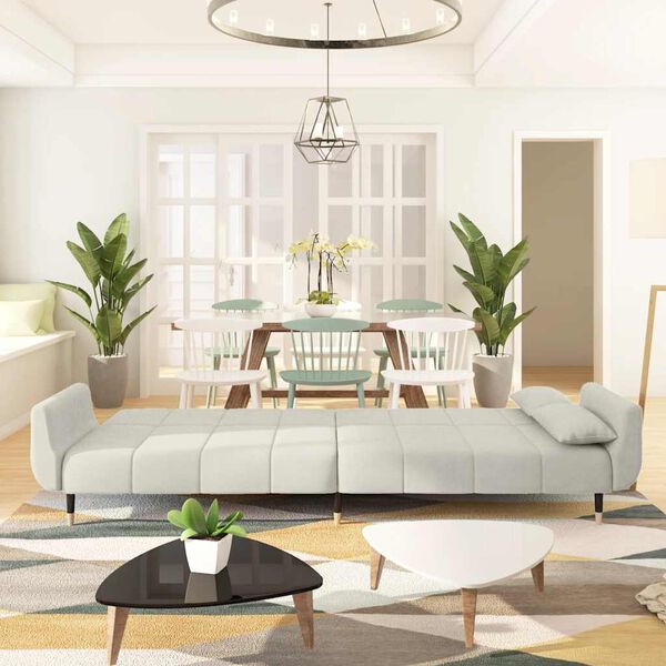 vidaXL Canapé-lit à 2 places avec deux oreillers Crème Velours