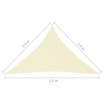 vidaXL Voile de parasol tissu oxford triangulaire 2,5x2,5x3,5 m crème