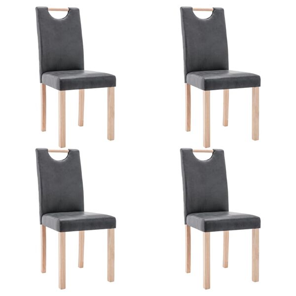 vidaXL Chaises &agrave; manger lot de 4 gris similicuir daim