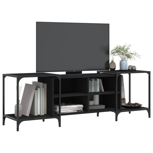 vidaXL Meuble TV noir 153x37x50 cm bois d'ing&eacute;nierie
