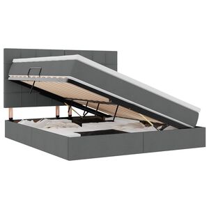 vidaXL Lit avec rangement et matelas Gris fonc&eacute; 180 x 200 cm tissu