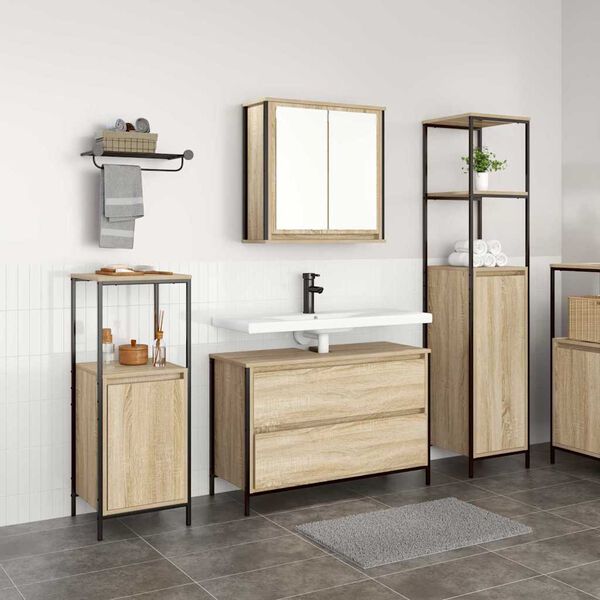 vidaXL Ensemble de mobilier de salle de bain 3 pcs Ch&ecirc;ne Sonoma