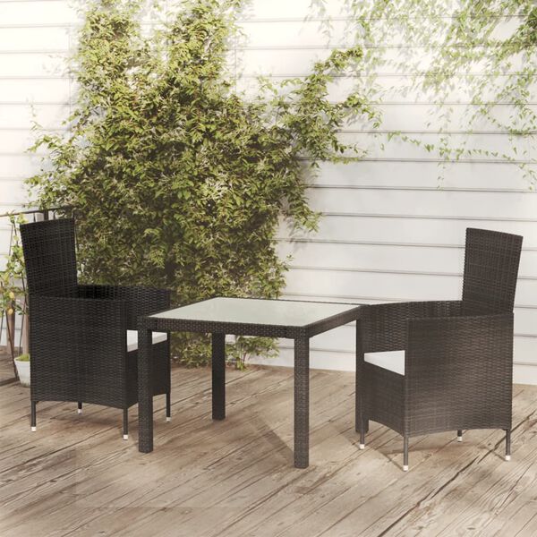 vidaXL Salon d'ext&eacute;rieur 3 pcs avec coussins R&eacute;sine tress&eacute;e Noir