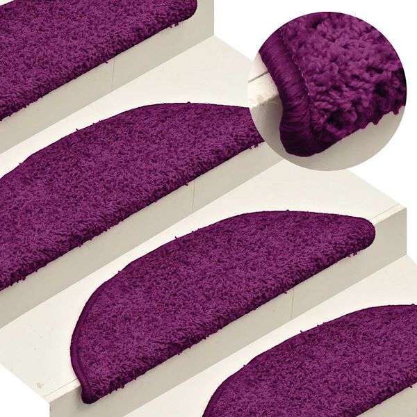 vidaXL Tapis d'escalier 15 pi&egrave;ces 56 x 17 x 3 cm Rose Demi-rond
