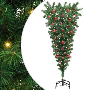 vidaXL Arbre de No&euml;l artificiel pr&eacute;-&eacute;clair&eacute; &agrave; l'envers avec ensemble de boules