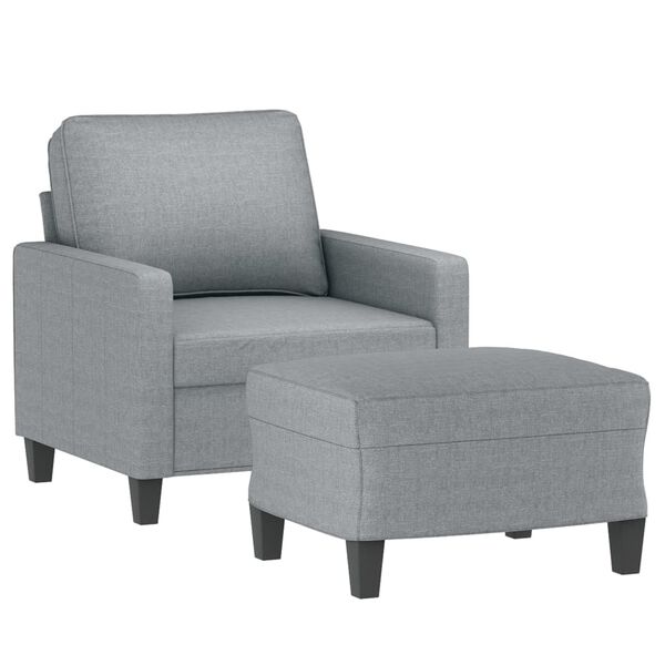 vidaXL Fauteuil avec repose-pied Gris clair 60 cm Tissu