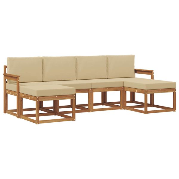 vidaXL Ensemble de canap&eacute;s d'ext&eacute;rieur 6 pcs Naturel et Beige