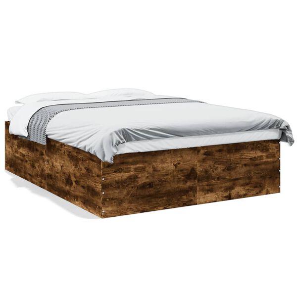 vidaXL Cadre de lit sans matelas ch&ecirc;ne fum&eacute; 150x200 cm