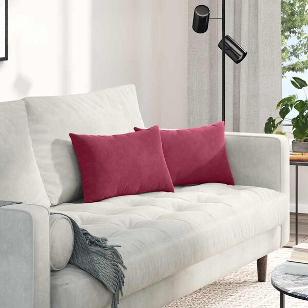 vidaXL Coussins de canap&eacute; 2 pcs Rouge bordeaux 50 x 30 cm