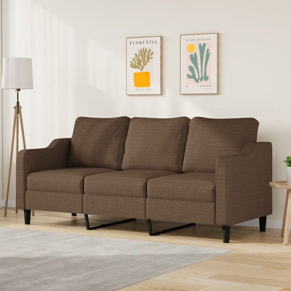vidaXL Canap&eacute; &agrave; 3 places Marron 180 cm Tissu