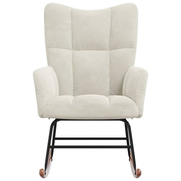 vidaXL Chaise &agrave; bascule Blanc cr&egrave;me Velours
