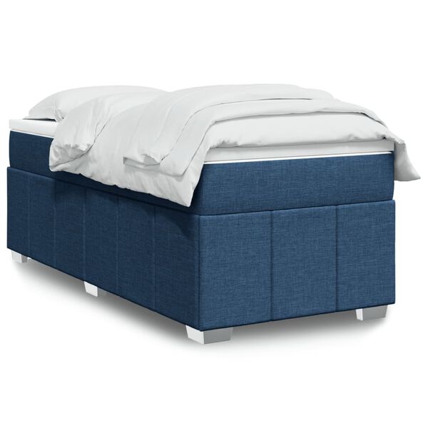 vidaXL Sommier &agrave; lattes de lit avec matelas Bleu 90x200 cm Tissu