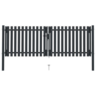 vidaXL Portail de clôture à double porte Acier 306x175 cm Anthracite