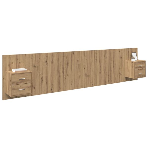 vidaXL T&ecirc;te de lit avec armoire avec tiroir 3 pcs Ch&ecirc;ne artisanal