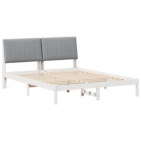 vidaXL Cadre de lit avec t&ecirc;te de lit Blanc 160 x 200 cm Pin massif