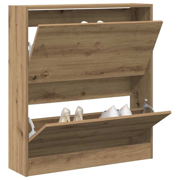 vidaXL Armoire à chaussures chêne fumé 80x21x87,5 cm bois ingénierie