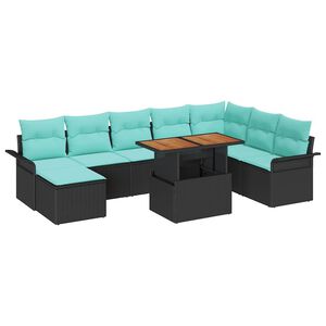 vidaXL Ensemble de canap&eacute; de jardin 9 pc Noir Poly rotin