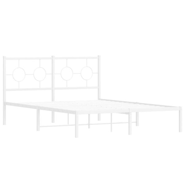 vidaXL Cadre de lit m&eacute;tal sans matelas et t&ecirc;te de lit blanc 140x200 cm