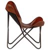 vidaXL Chaise papillon Marron Taille pour enfants Cuir v&eacute;ritable