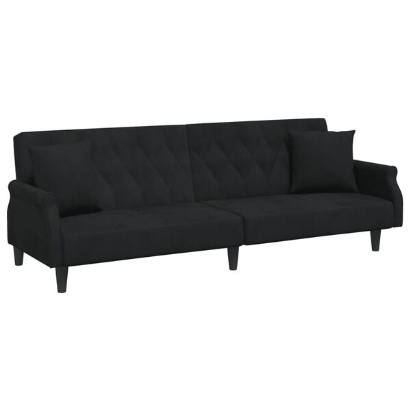 vidaXL Canap&eacute;-lit avec accoudoirs noir velours