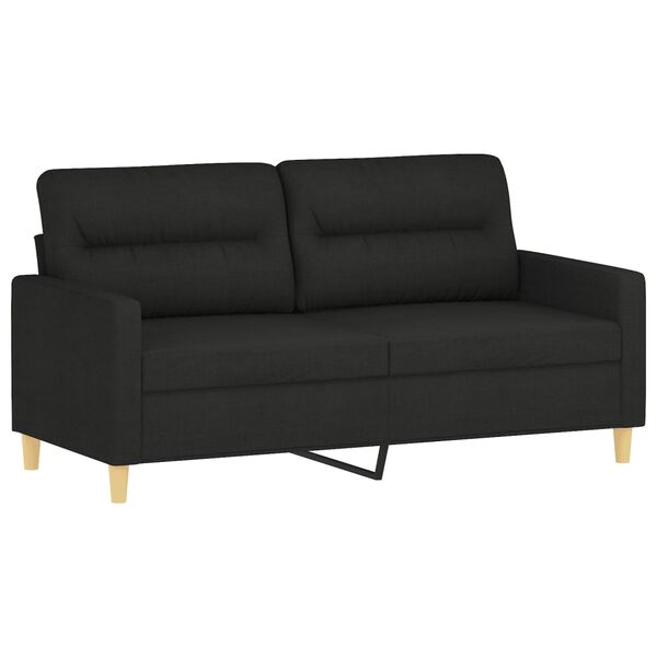vidaXL Ensemble de canapés 2 pcs avec coussins Noir Tissu