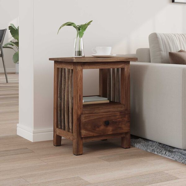 vidaXL Table de chevet Marron 30 x 30 x 47 cm Bois Recycl&eacute; Solide