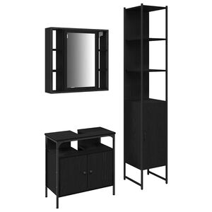 vidaXL Ensemble de mobilier de salle de bain 3 pcs Ch&ecirc;ne noir