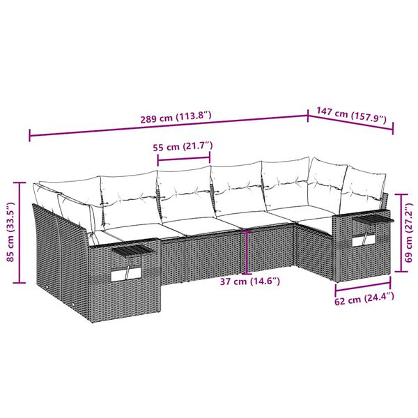 vidaXL Salon de jardin avec coussins 7 pcs marron r&eacute;sine tress&eacute;e