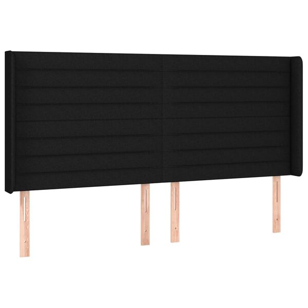 vidaXL T&ecirc;te de lit &agrave; LED Noir 183x16x118/128 cm Tissu