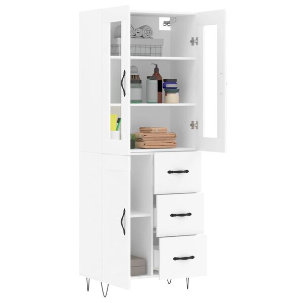 vidaXL Buffet haut Blanc 69,5x34x180 cm Bois d'ing&eacute;nierie
