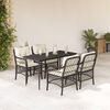 vidaXL Ensemble &agrave; manger de jardin coussins 5pcs Noir R&eacute;sine tress&eacute;e