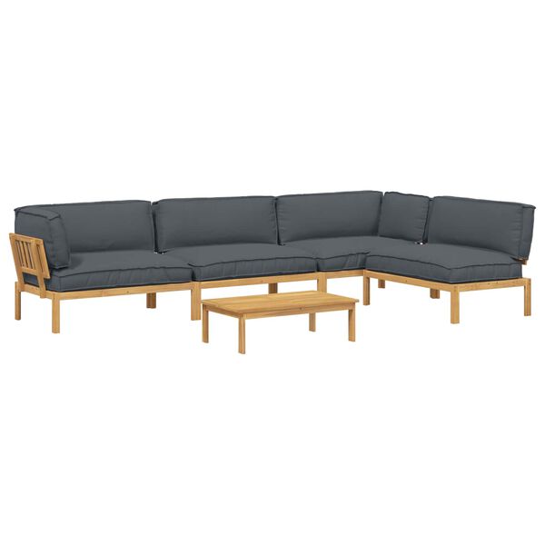 vidaXL Ensemble de Canap&eacute;s Uni 5 pcs Anthracite Bois d'Acacia Massif