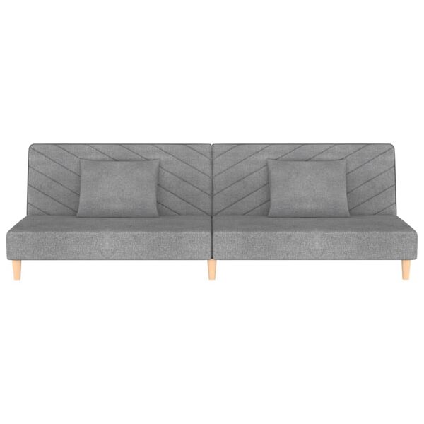 vidaXL Canap&eacute;-lit &agrave; 2 places avec deux oreillers gris clair tissu