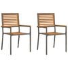 vidaXL Chaises empilables de jardin 2 pcs Marron et gris