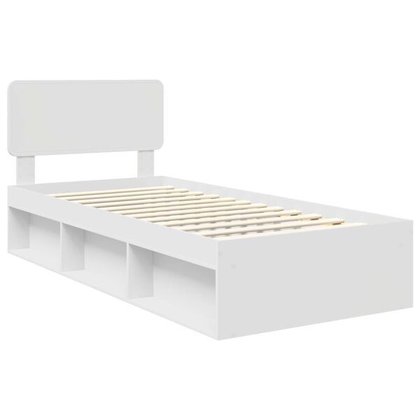 vidaXL Cadre de lit avec t&ecirc;te de lit Blanc 75 x 190 cm Pin massif
