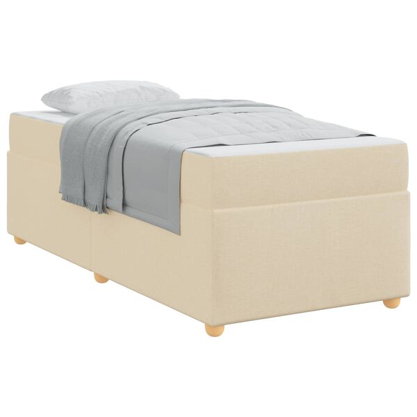 vidaXL Cadre de lit avec matelas Cr&egrave;me 100 x 200 cm tissu